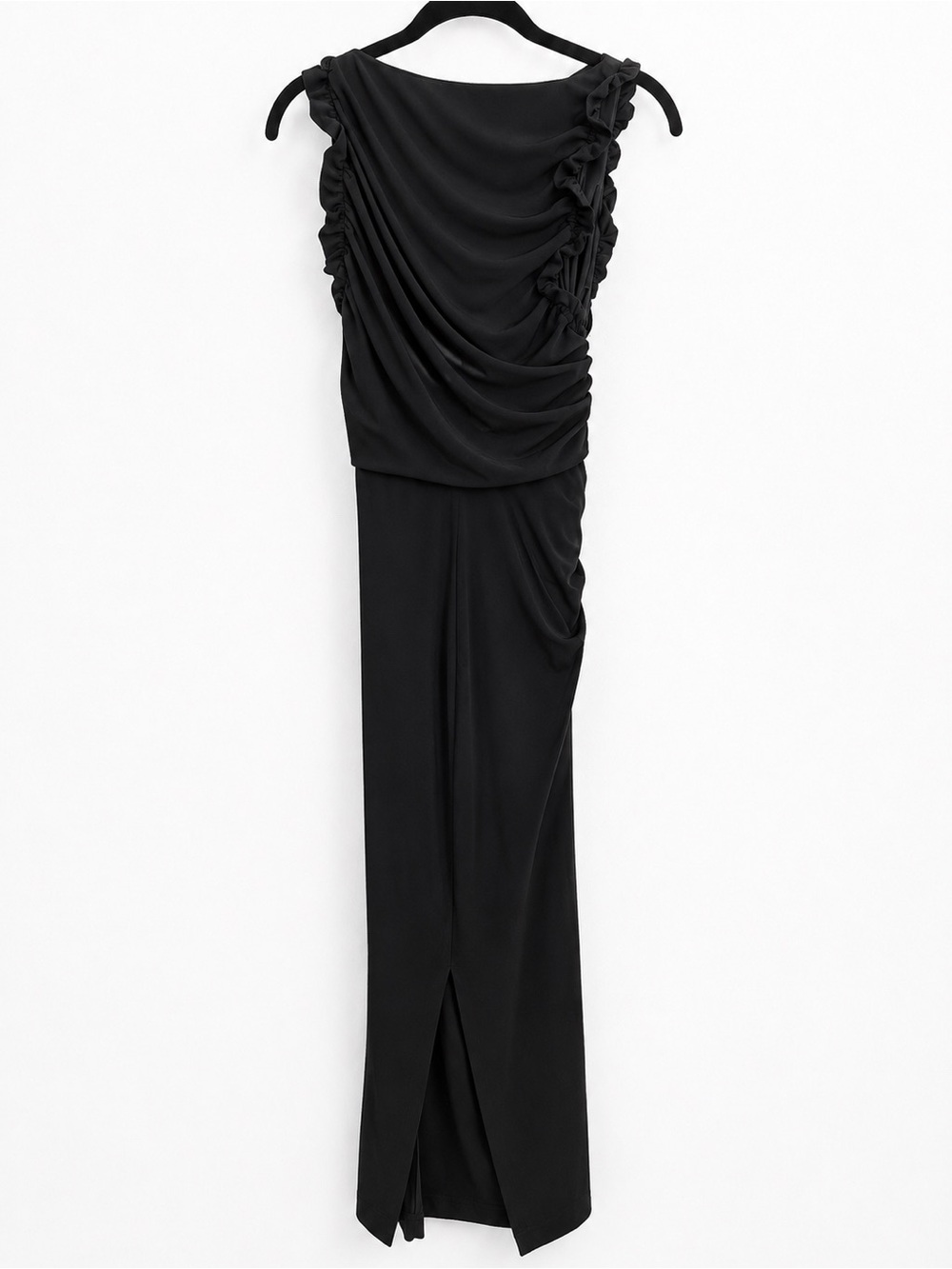 Zara Sleeveless Black Ruched Maxi Dress - Picture 3 of 5